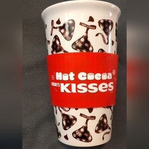 Hershey's Hot Cocoa Kisses Ceramic Mug With Red Silicone Band And Lid